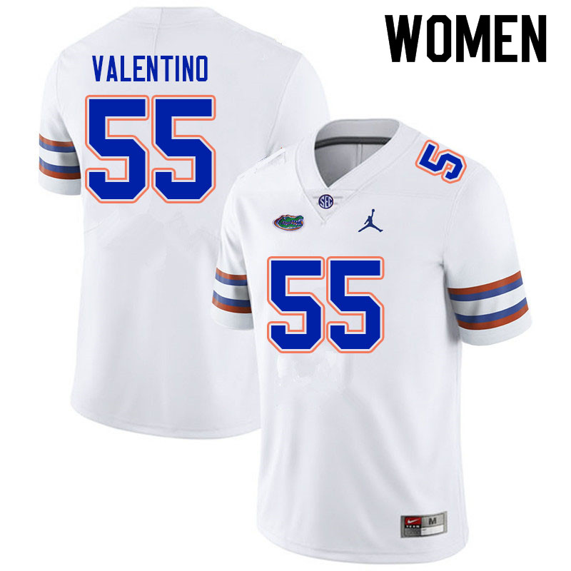 Women #55 Antonio Valentino Florida Gators College Football Jerseys Sale-White - Click Image to Close